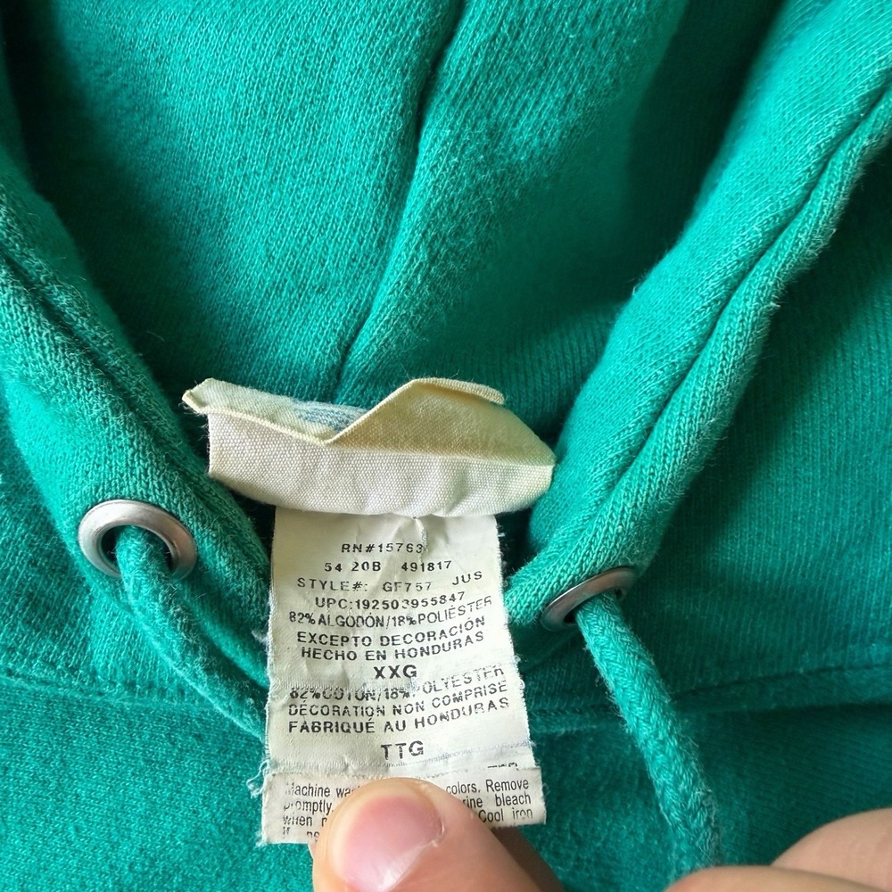 Vintage Champion Reverse Weave Green Hoodie Sweatshirt Size Medium M Patch Logo - Picture 4 of 8